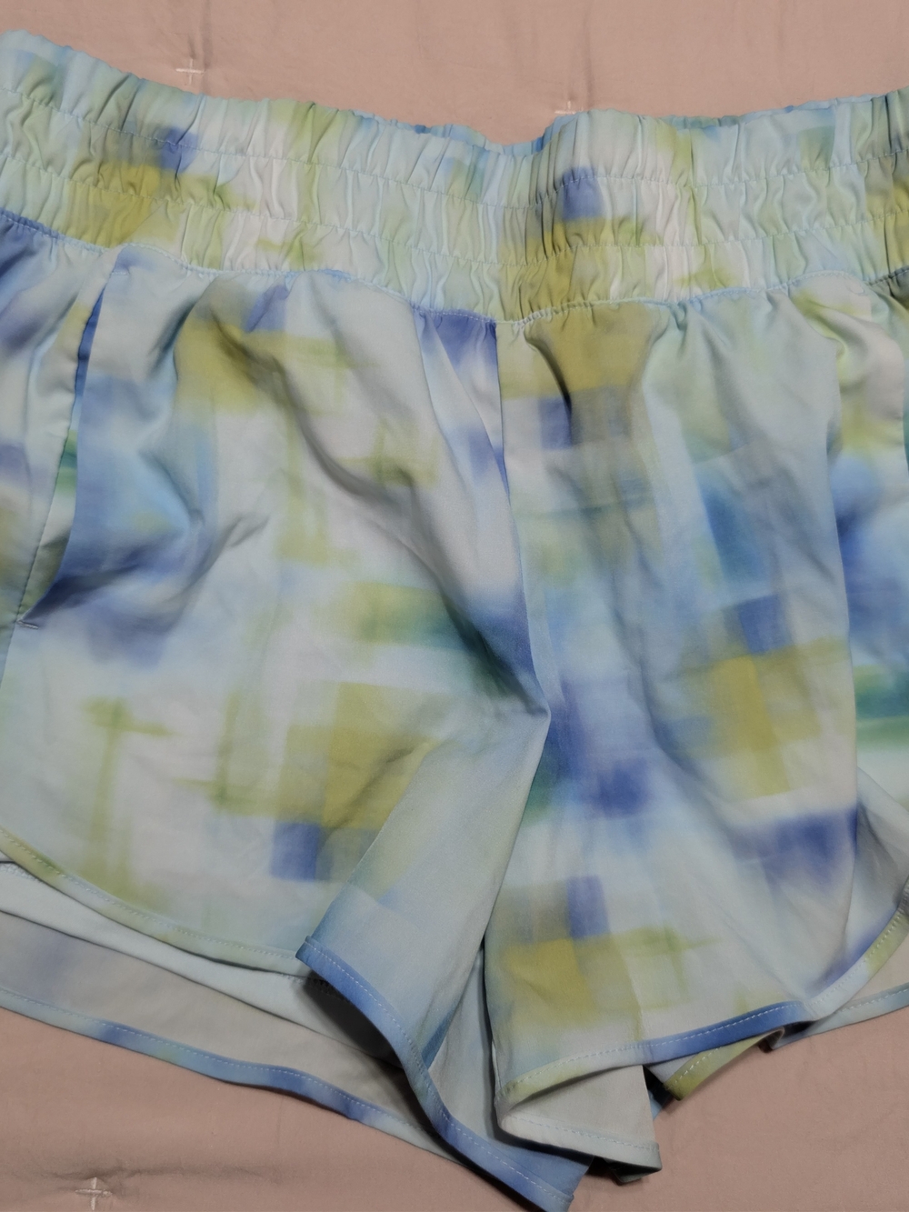 Avia Women's Watercolor-Print Athletic Shorts in Blue, Green & White